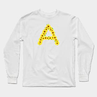 Sunflowers Initial Letter A (White Background) Long Sleeve T-Shirt